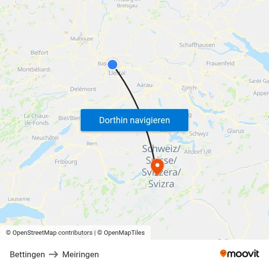 Bettingen to Meiringen map