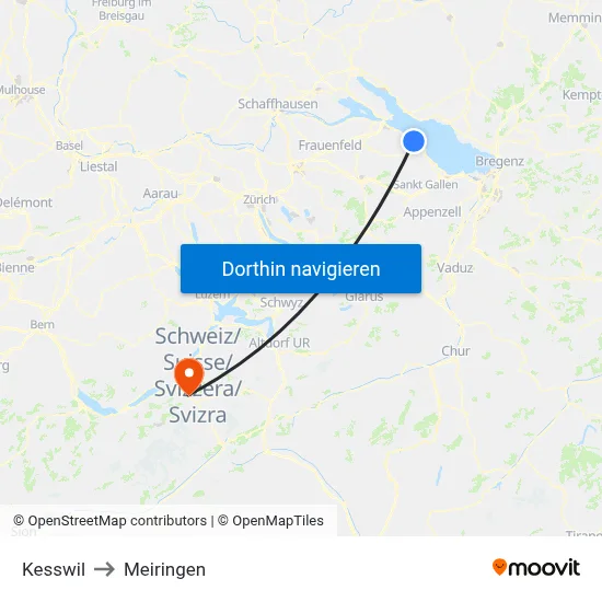 Kesswil to Meiringen map