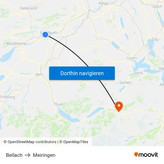 Bellach to Meiringen map