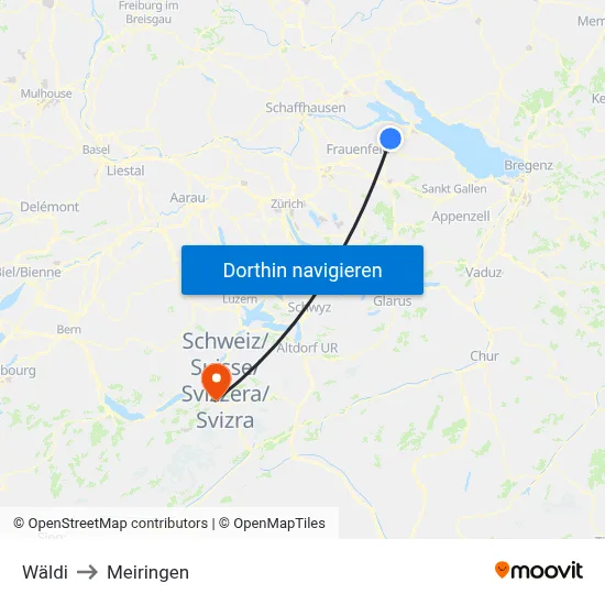 Wäldi to Meiringen map