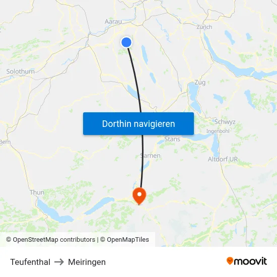 Teufenthal to Meiringen map