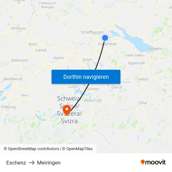 Eschenz to Meiringen map