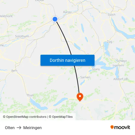 Olten to Meiringen map