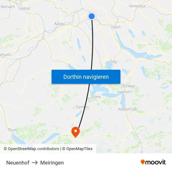 Neuenhof to Meiringen map