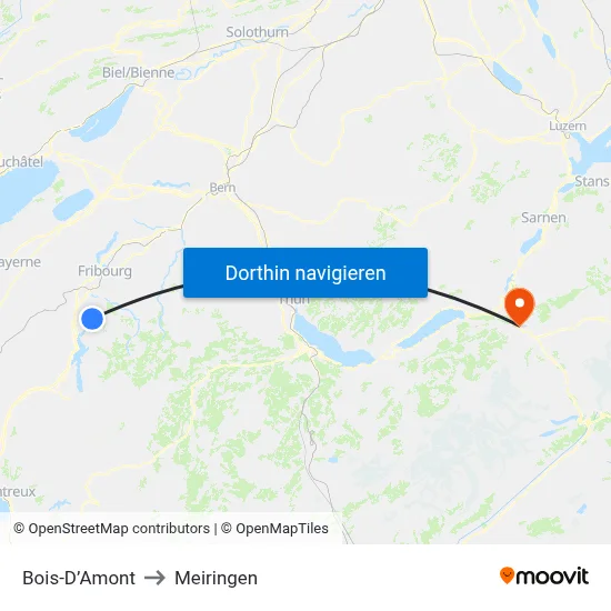 Bois-D’Amont to Meiringen map
