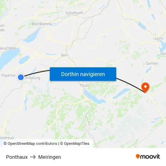 Ponthaux to Meiringen map