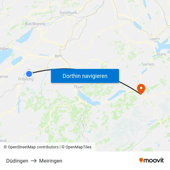Düdingen to Meiringen map