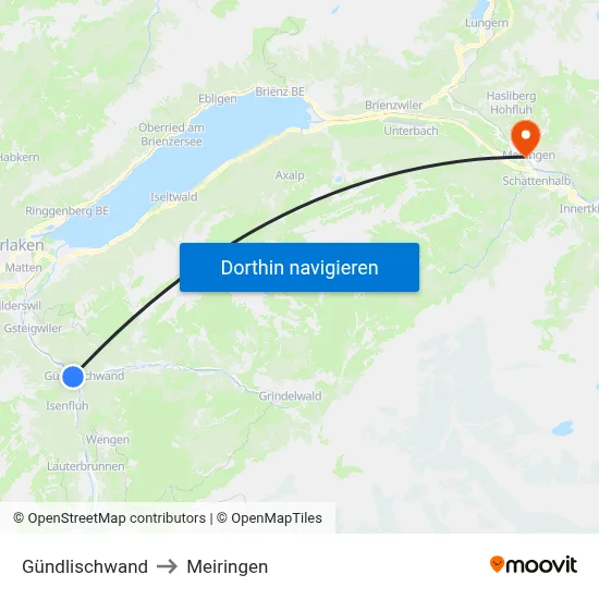 Gündlischwand to Meiringen map