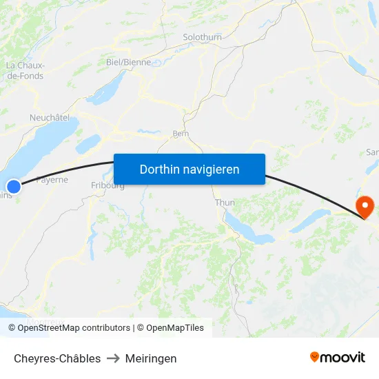 Cheyres-Châbles to Meiringen map
