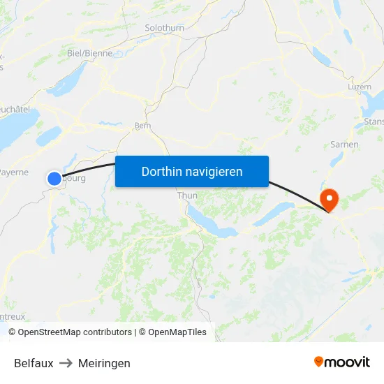 Belfaux to Meiringen map
