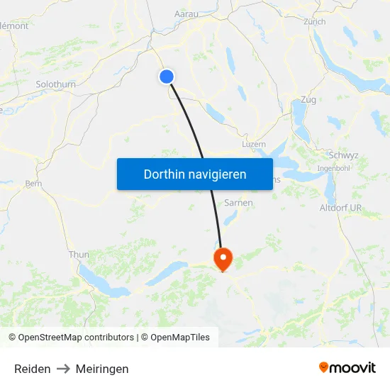 Reiden to Meiringen map