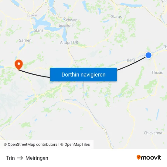 Trin to Meiringen map