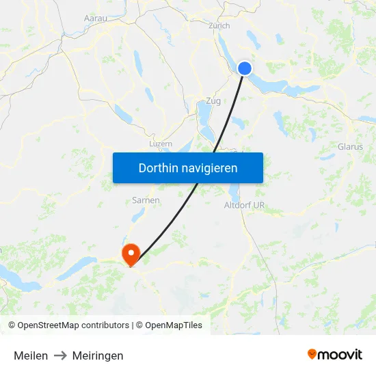 Meilen to Meiringen map