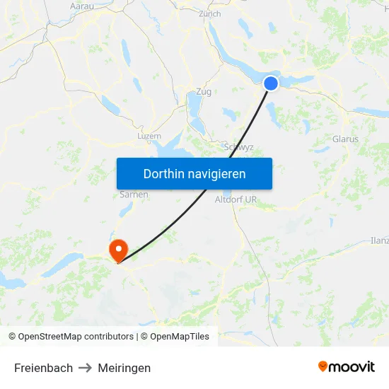 Freienbach to Meiringen map