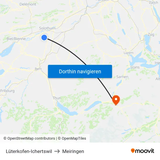 Lüterkofen-Ichertswil to Meiringen map