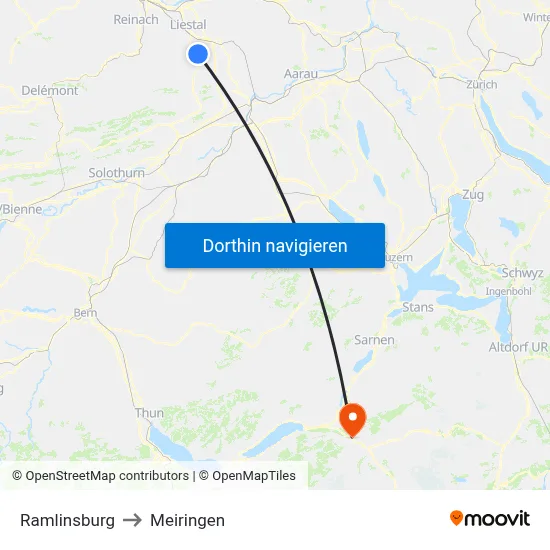 Ramlinsburg to Meiringen map