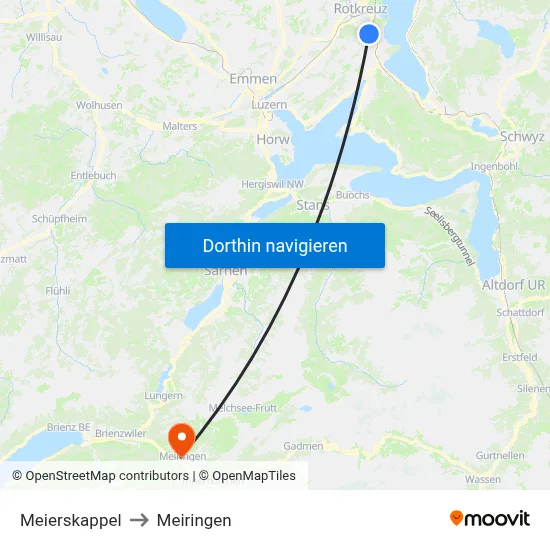 Meierskappel to Meiringen map