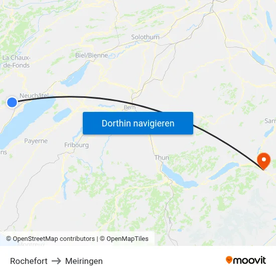 Rochefort to Meiringen map