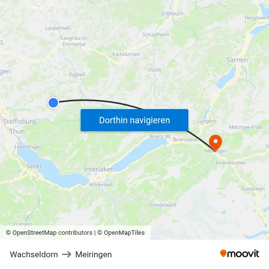 Wachseldorn to Meiringen map