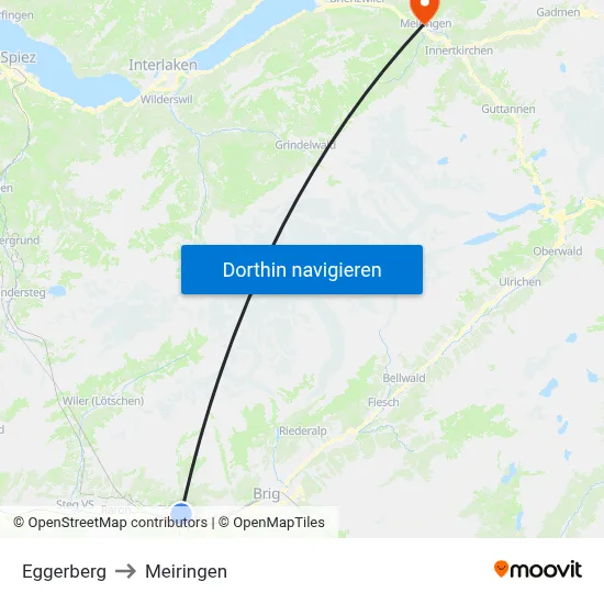 Eggerberg to Meiringen map