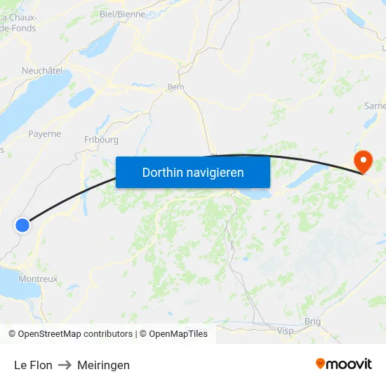 Le Flon to Meiringen map