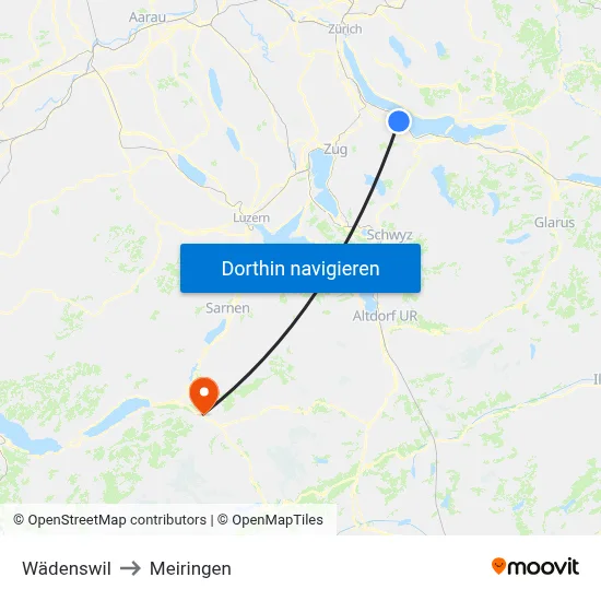 Wädenswil to Meiringen map