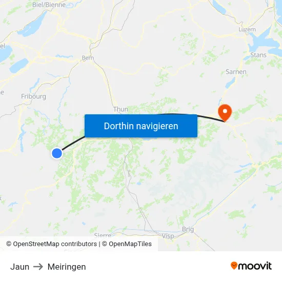 Jaun to Meiringen map