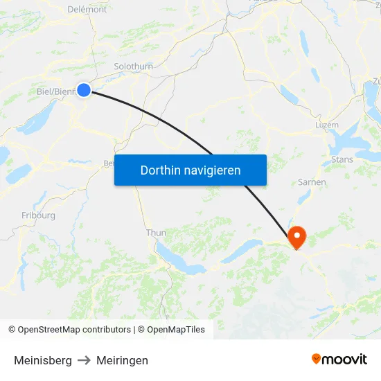 Meinisberg to Meiringen map