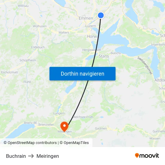 Buchrain to Meiringen map