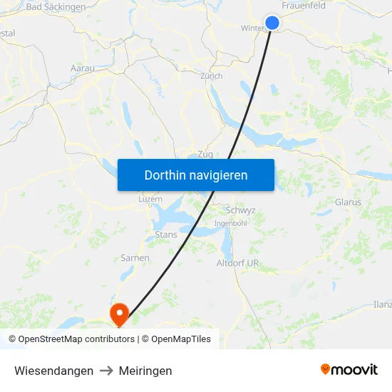 Wiesendangen to Meiringen map