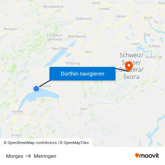 Morges to Meiringen map