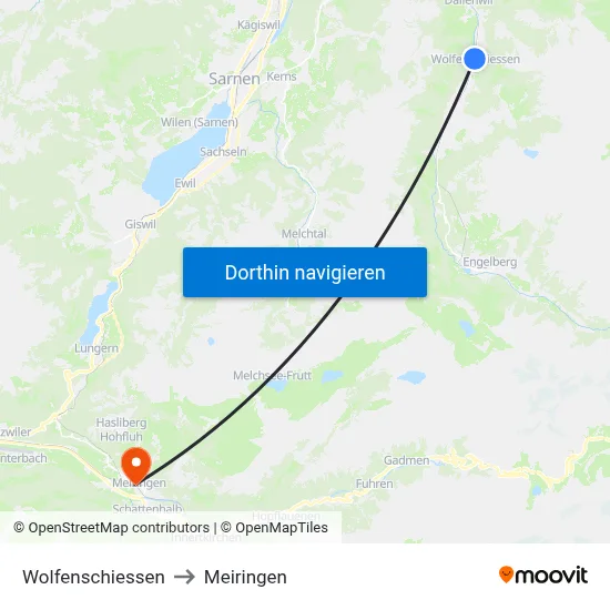Wolfenschiessen to Meiringen map