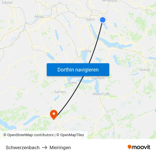 Schwerzenbach to Meiringen map