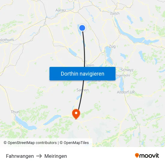 Fahrwangen to Meiringen map