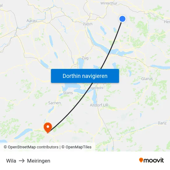 Wila to Meiringen map