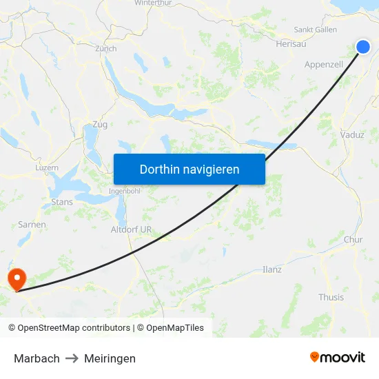 Marbach to Meiringen map