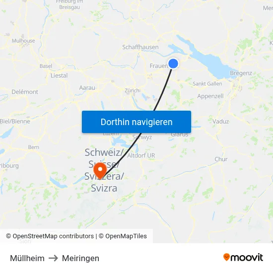 Müllheim to Meiringen map