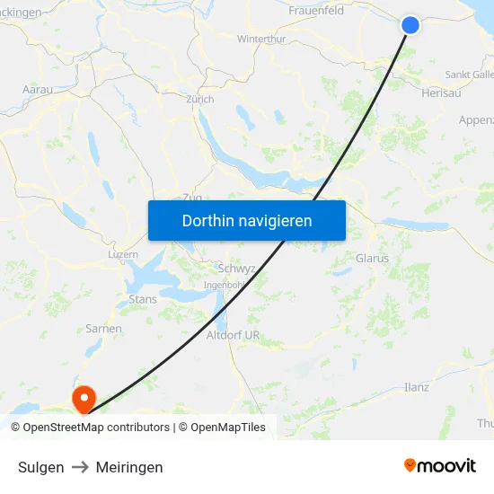 Sulgen to Meiringen map