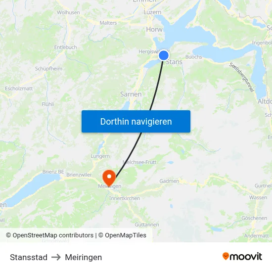 Stansstad to Meiringen map