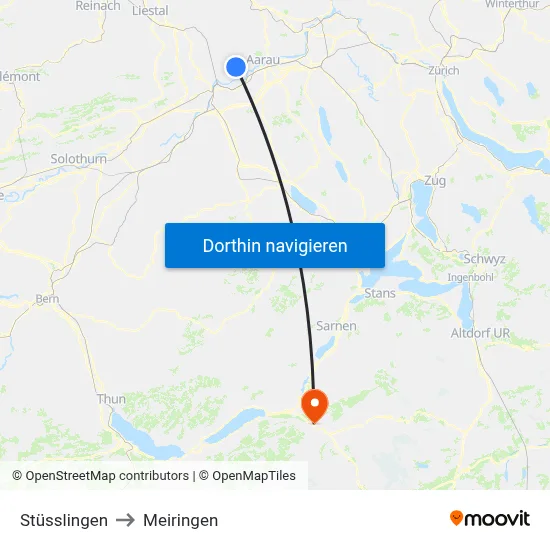 Stüsslingen to Meiringen map