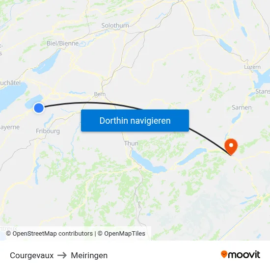 Courgevaux to Meiringen map