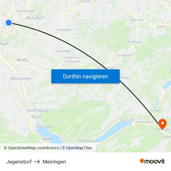 Jegenstorf to Meiringen map