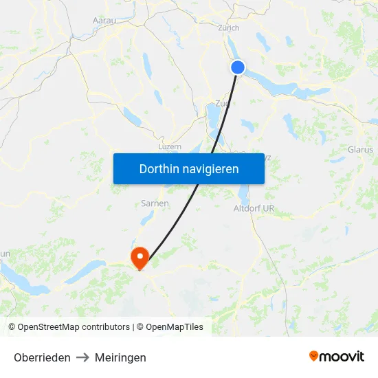 Oberrieden to Meiringen map