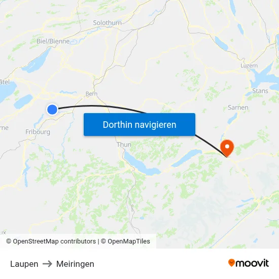 Laupen to Meiringen map