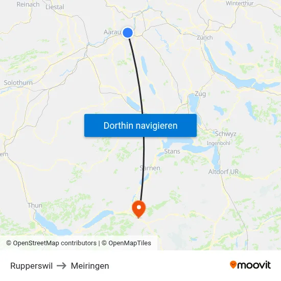 Rupperswil to Meiringen map