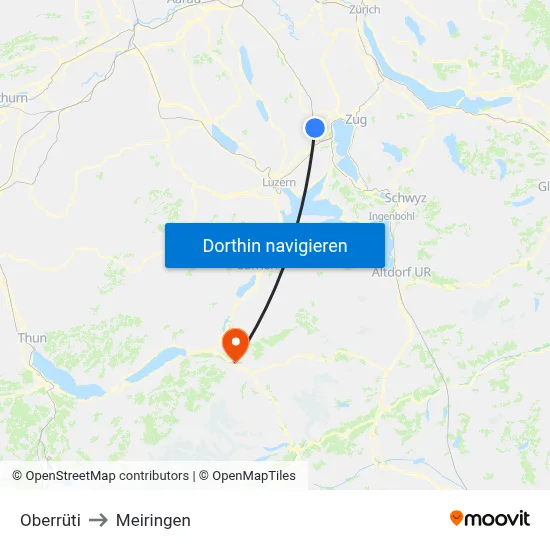 Oberrüti to Meiringen map