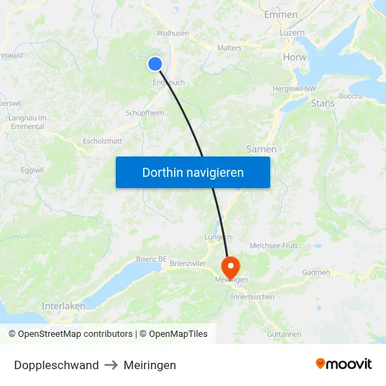 Doppleschwand to Meiringen map
