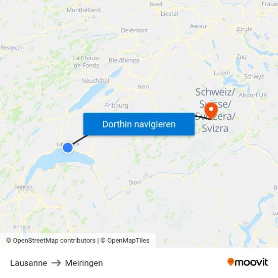 Lausanne to Meiringen map