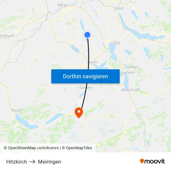 Hitzkirch to Meiringen map