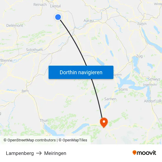 Lampenberg to Meiringen map